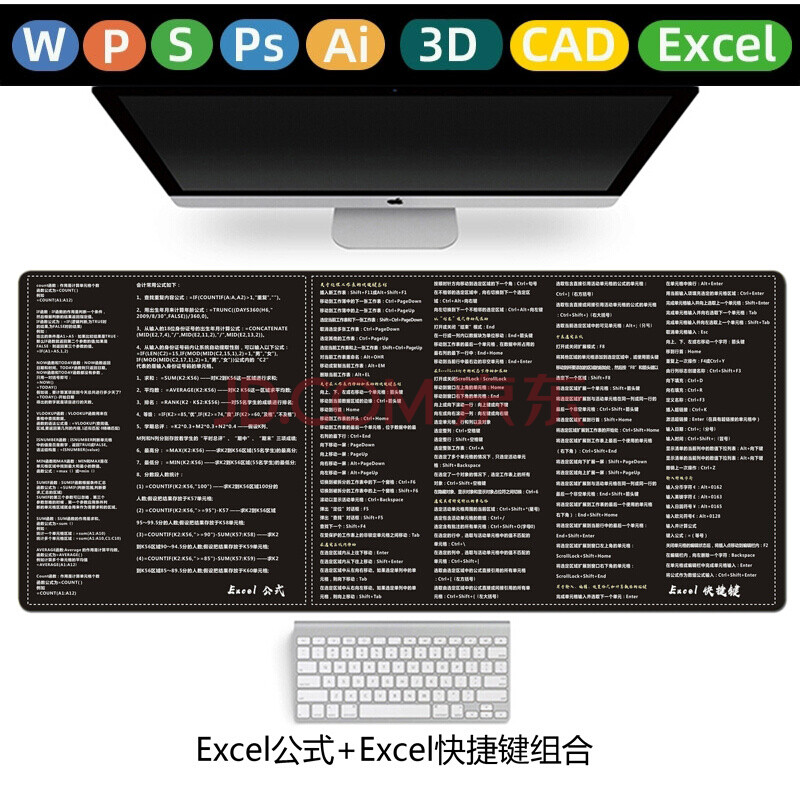 广群达办公pscadpptexcelpr常用快捷键鼠标垫多软件大号电脑快捷桌垫