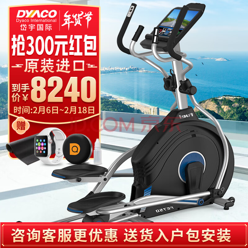 岱宇dyaco原装进口fe666fe750椭圆机家用电动坡度电磁控健身器材漫步