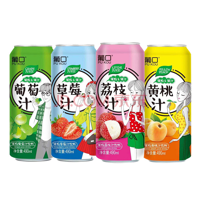 葡口饮料 490ml/瓶 多规格 多口味 果汁饮品 葡萄黄桃