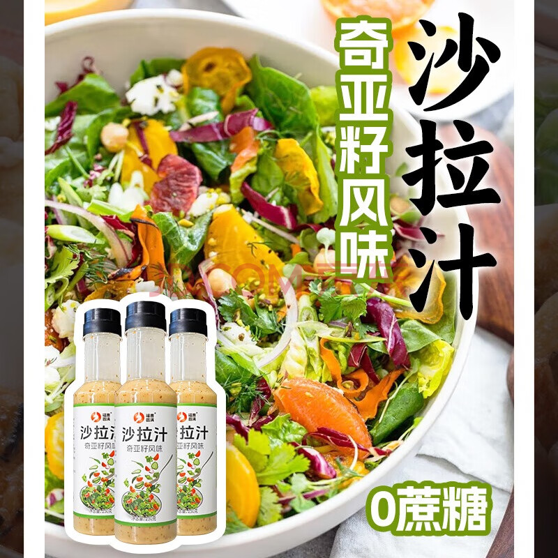 【0蔗糖添加】奇亚籽味沙拉酱沙拉汁水果蔬菜凉拌焙煎芝麻拌料 奇亚籽沙拉汁250g*1瓶