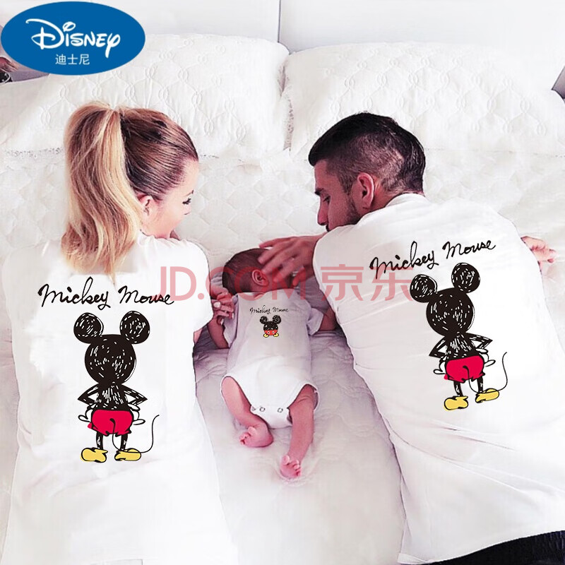 迪士尼一家四口婴儿亲子装照相夏装米奇亲子装一家三口米老鼠短袖t恤