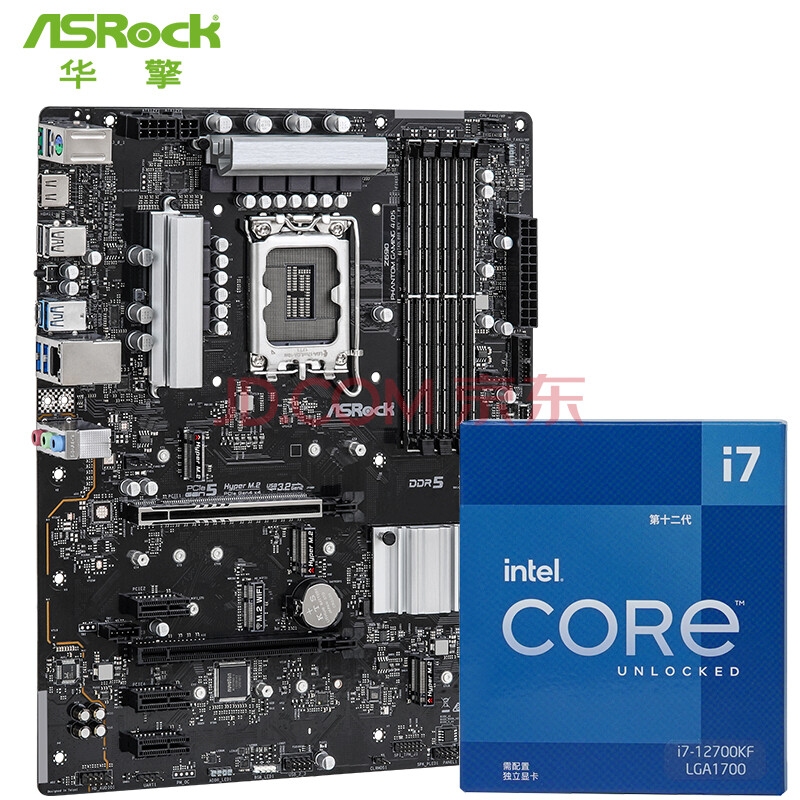 华擎 (ASRock) Z690 Phantom Gaming 4/D5 电竞主板主板+Intel i7-12700KF CPU处理器 板U套装 CPU主板套装