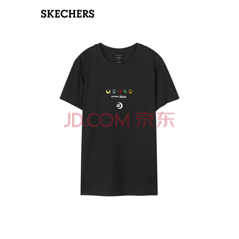 斯凯奇（Skechers）夏女子运动圆领打底衫字母印花休闲针织T恤舒适弹力短袖L220W109