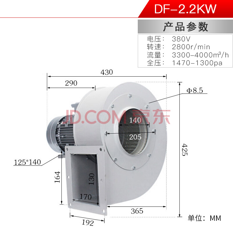 df多翼离心风机静音风机220v/380v排烟吸风机厨房低噪音鼓风机 df-2.