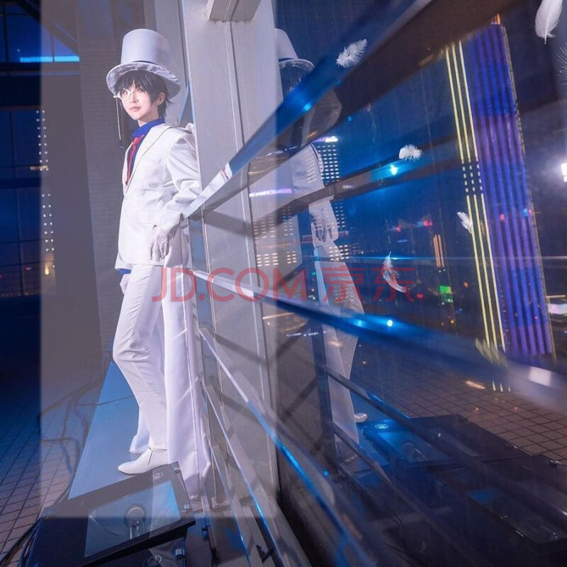 名侦探柯南服怪盗基德play服装男女套装披风帽子眼镜日 服装全套 假发