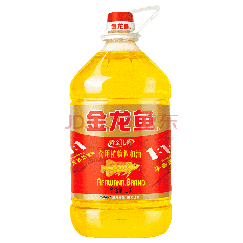 金龙鱼1:1:1黄金比例食用植物调和油5l营养均衡食用油大桶家用