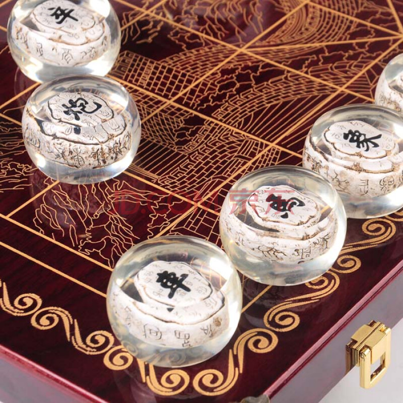 水晶象棋双面透明大号中国象棋棋盘套装折叠创意礼品 大号56象棋配