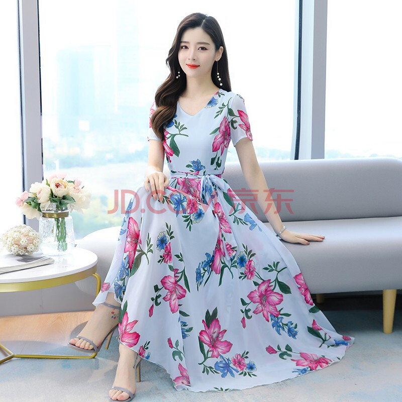 凯珞琦雪纺连衣裙显瘦2021春季新品女装韩版时尚碎花气质收腰大摆