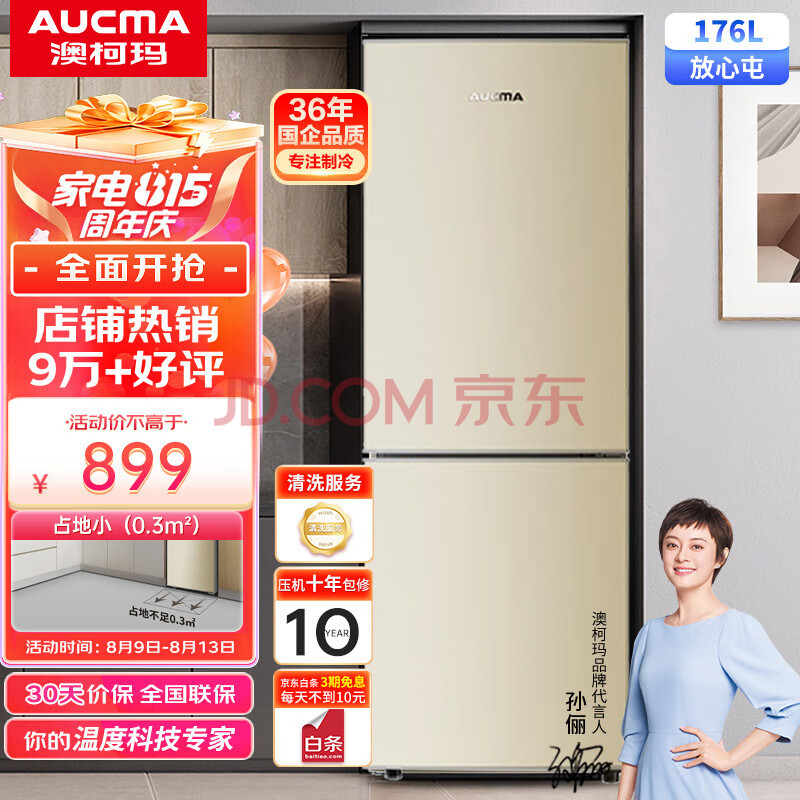 澳柯玛（AUCMA）甄选小冰箱 176升二门双门炫金小型 租房宿舍小户型家用 节能低噪大冷冻保鲜 以旧换新 BCD-176NE