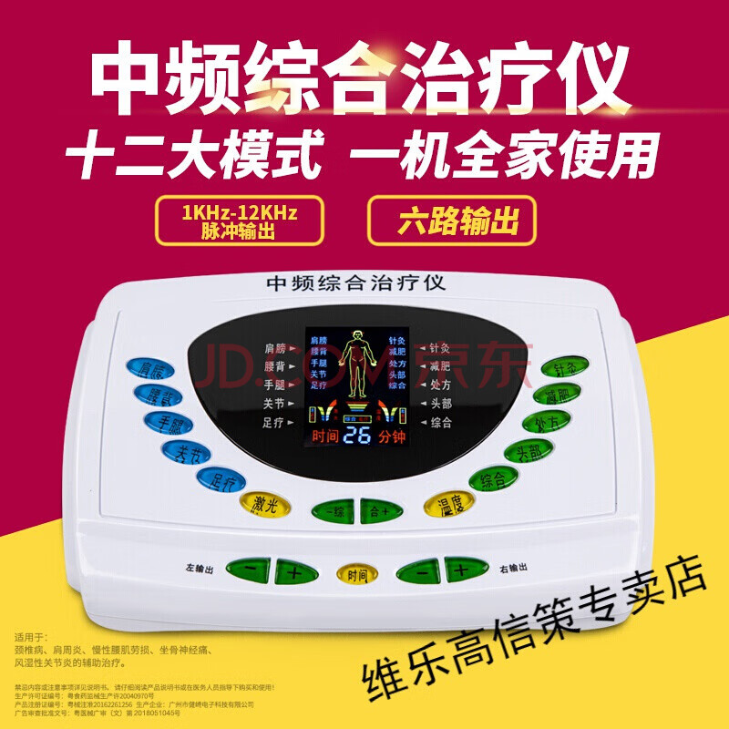 中频综合家用多功能微电脑脉冲疏通经络电疗仪 标配