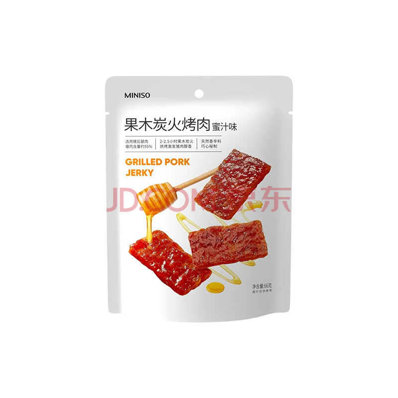 名创优品(miniso)蜜汁味 果木炭火烤肉 66g/包 休闲健康零食小吃