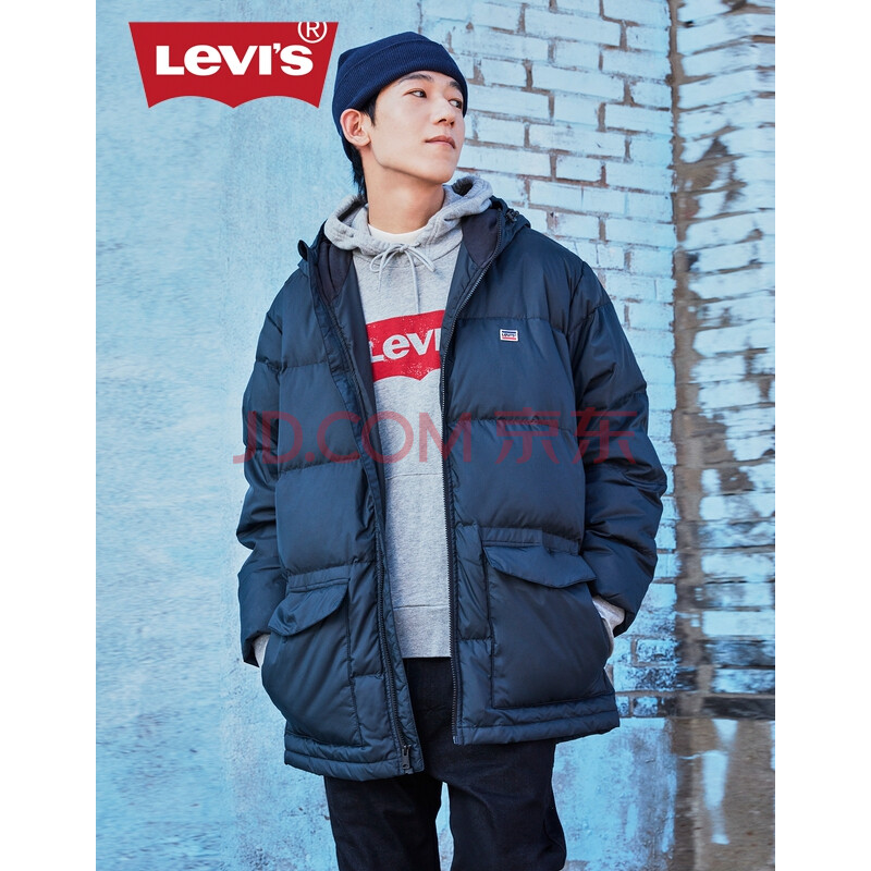 levi"s李维斯男士黑色连帽羽绒服 28254-0000 黑色 m