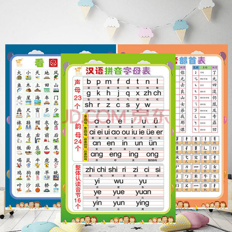 汉语拼音 笔画偏旁 看图识字 53*79cm