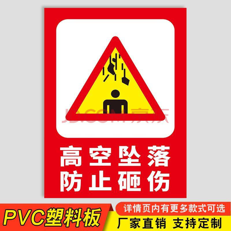 防止砸伤请勿攀越安全警告警示贴纸指示 高空坠物(pvc塑料板)hhw-18-5