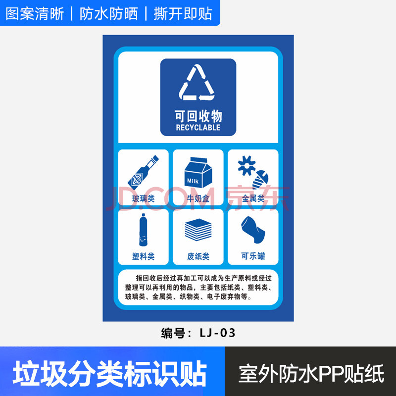 垃圾分类标识贴纸垃圾桶箱可回收不可回收湿干垃圾有害易腐厨余餐厨