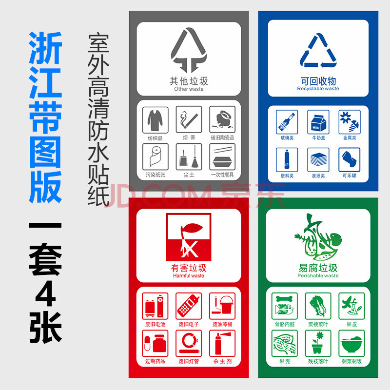 桶箱可回收不可回收湿干垃圾有害易腐厨余餐厨垃圾提示牌标志其他生活