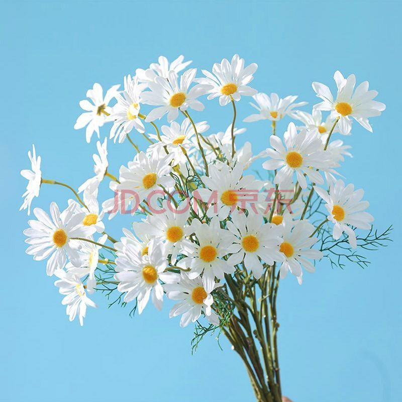 小雏菊仿真花洋甘菊假花花束餐桌摆花野餐装饰花手捧摄影拍照道具 5头