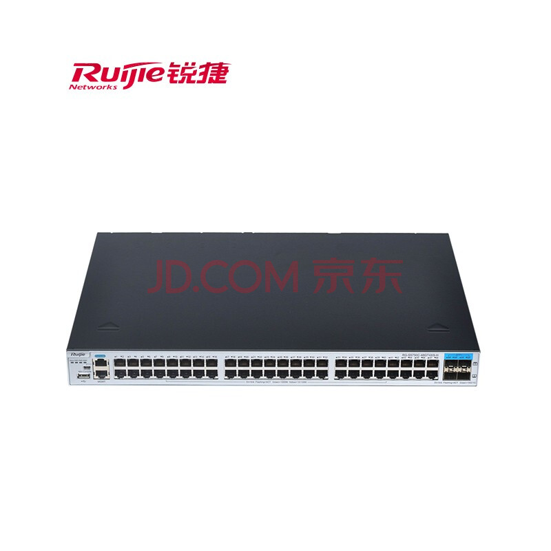 锐捷(ruijie)三层网管千兆交换机48光口 rg-s5750c-48sfp4xs-h 黑色