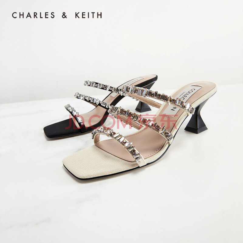 charles&keith2021夏季新品sl1-60920030女士半宝石装饰高跟凉鞋