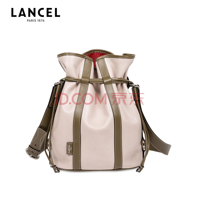 兰姿lancel 奢侈品女包 elsa系列 女士石青色/卡其色牛皮革中号单肩斜