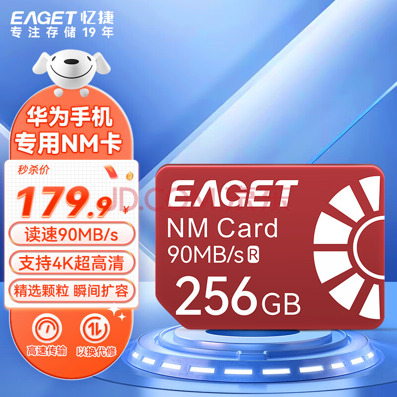 忆捷（EAGET）256GB NM card (NM存储卡 NM卡) 华为手机平板内存卡 官方授权高速NM卡 4K高清视频卡