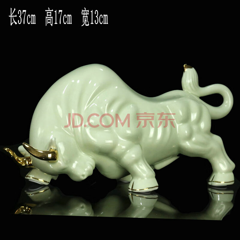 瑾睿茗瓷 景德镇陶瓷青牛雕塑水牛牛摆件玄关客厅牛年牛艺术摆件家居
