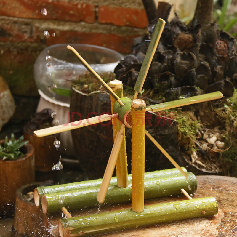手工定制竹子做的水轮车模型洗澡竹水车六一儿童戏水竹制玩具传统复古