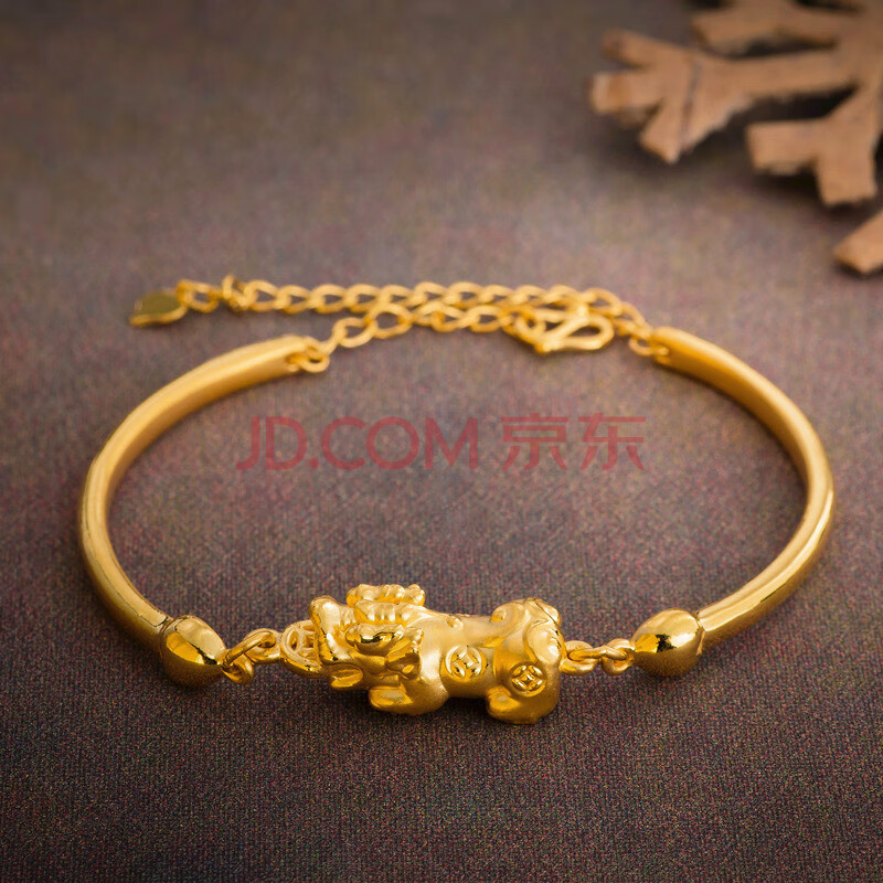 老鳯祥云同款3d硬足金999黄金貔貅手镯链 新款貔貅招财黄金手镯手链女