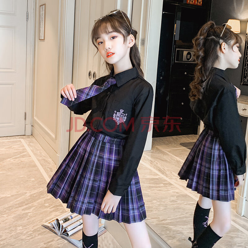 11至岁13中大童8小学生穿的衣服装女生9日系电竞少女春秋格裙dk套装