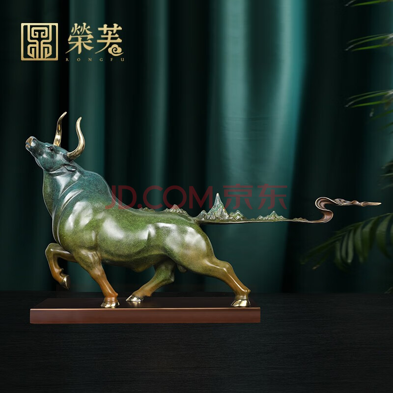 梅圣2021新春纯铜牛摆件招财抬头牛转乾坤生肖年会开业礼品客厅办公室