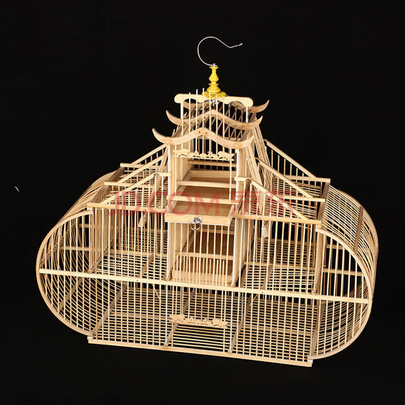 新款鸟用机关笼拍笼踏笼打笼翻滚笼竹制鸟笼抽屉自锁鸟笼 超大号滚笼