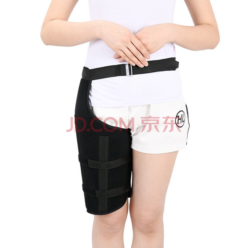 成人大腿绑带式股骨外固定支具护腿支架替石膏夹板透气护腿 黑色增强
