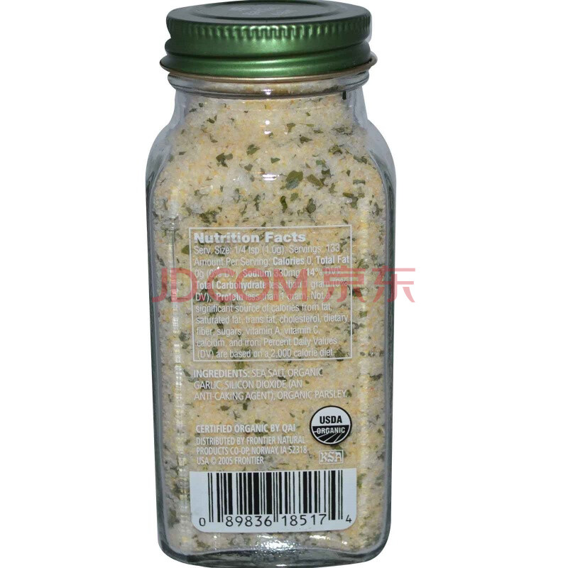 现货美国simply organic garlic salt有机蒜盐调料西餐腌料133g