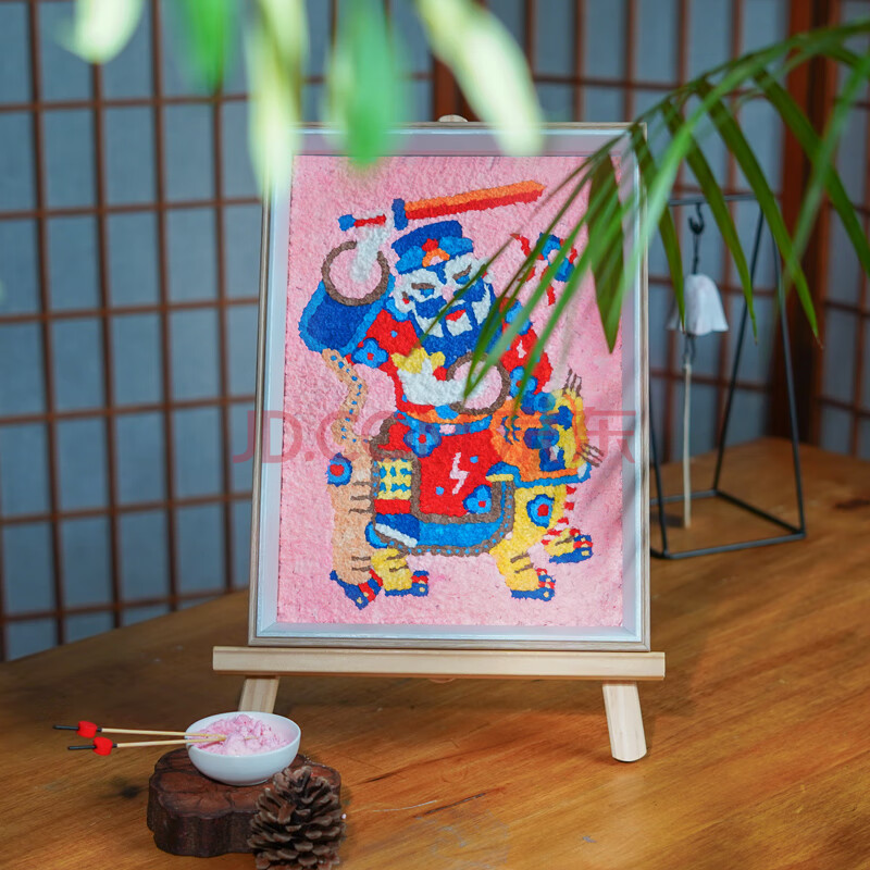2021新款纸浆画 中国风国潮纸浆画手工diy材料客厅立体卧室定制 门神