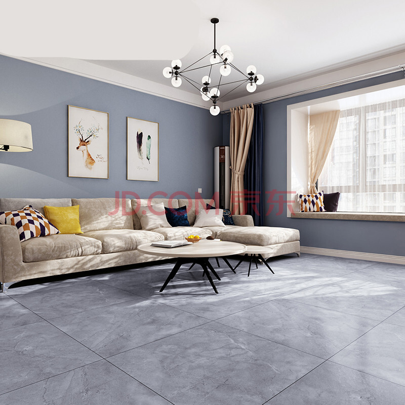 瓷砖地砖800x800客厅滑北欧风柔光精雕通体大理石地板