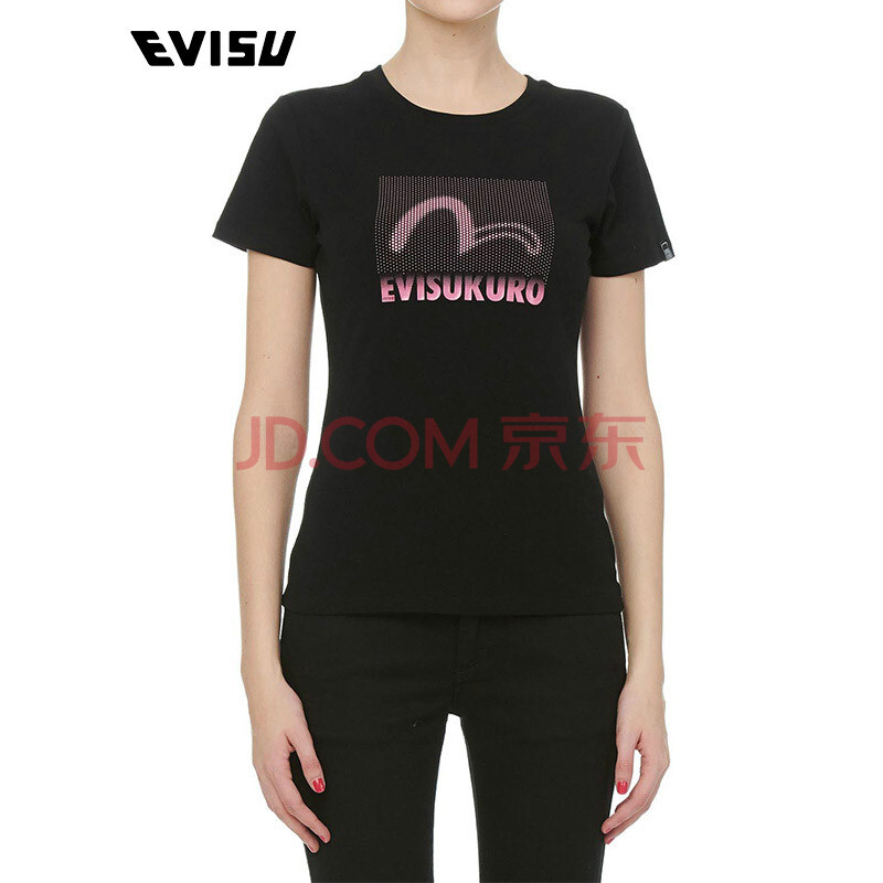 evisu 19ss 女士小海鸥与标志印花短袖t恤 1esgnw9ts614sl 黑色 xs