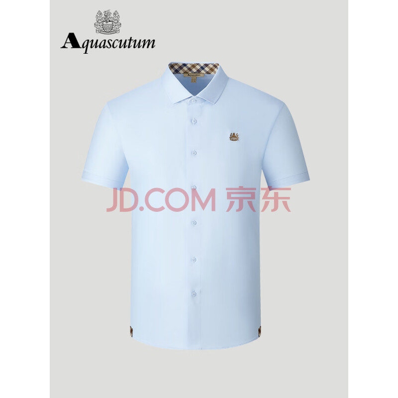 Aquascutum（雅格狮丹）衬衫男夏季百搭凉感高端英伦风上衣男浅蓝M