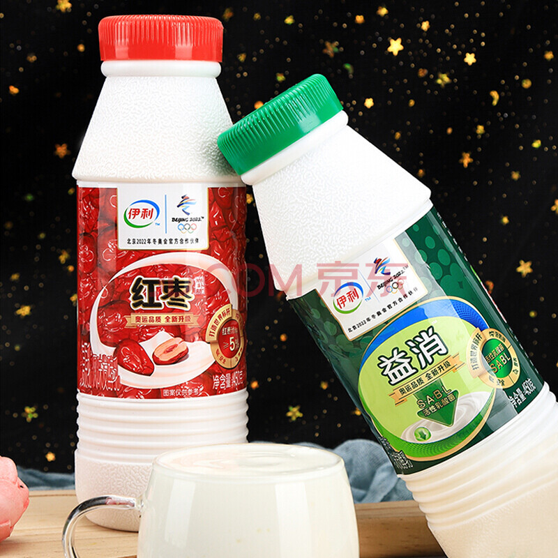 伊利 益消酸奶原味红枣味风味发酵乳450g*6瓶 活性乳酸菌儿童学生早餐