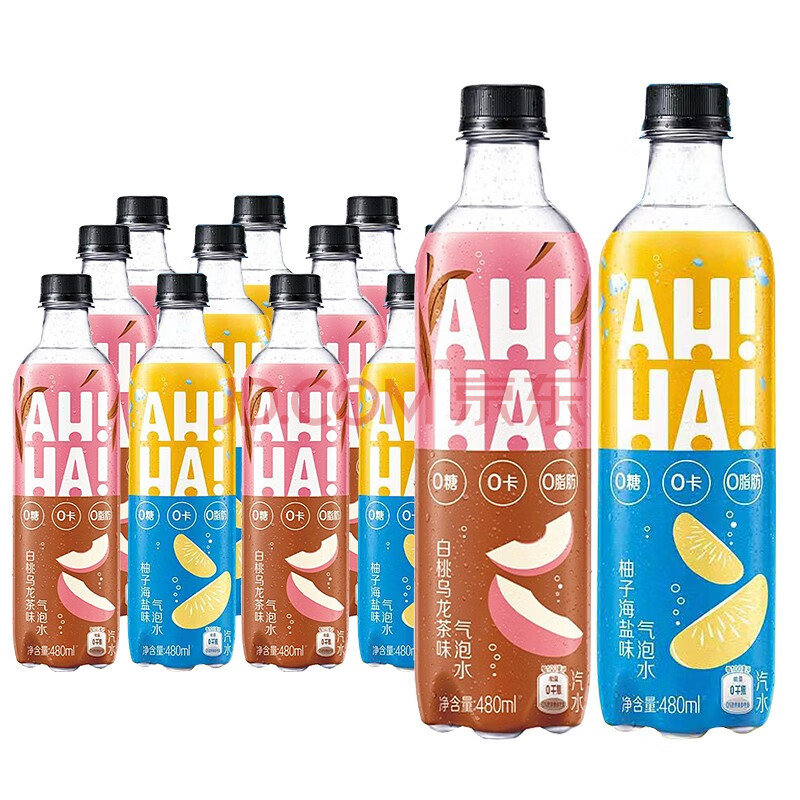 可口可乐小宇宙气泡水480ml*12瓶/2瓶 可选 ahha 白桃乌龙茶味柚子