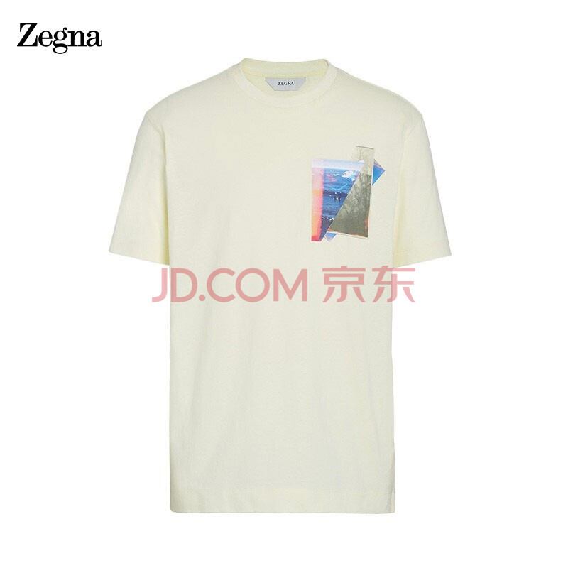 杰尼亚(zegna) 经典款 男士浅黄色棉质短袖t恤 vw367-zz649t-6t1-xl