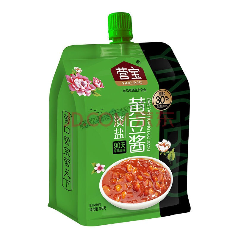 淡盐大酱 营宝淡盐黄豆酱408g营口大酱农家大酱东北大酱大葱蘸酱沾菜