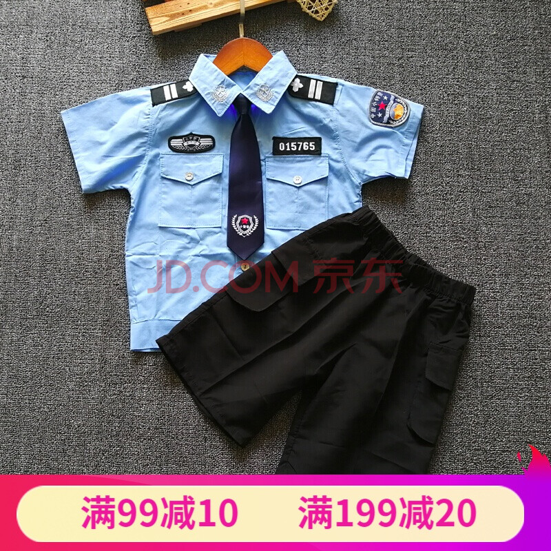 儿童警察服黑猫警长衣服小警察演出服女童幼儿园交警警官衣服t 男孩