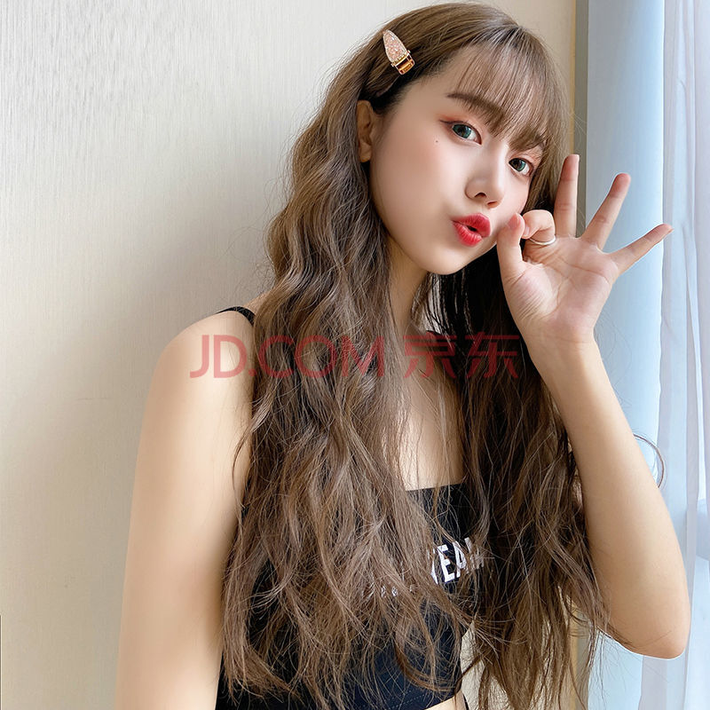 中长发卷发 网红大波浪全头套假发女 齐刘海长卷发假发套 【闷青色】