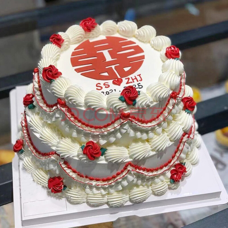 全国预定同城配送双层网红生日蛋糕定制当日送达 订婚结婚(可改日期)