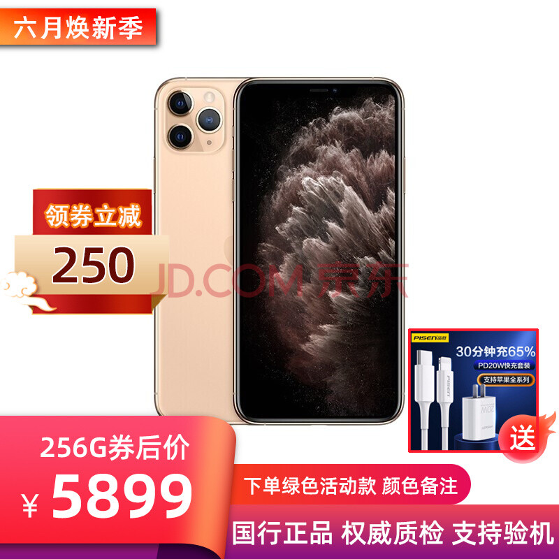 iphone 11 pro max苹果11pro max 国行二手手机新款 金色(送pd 20w快