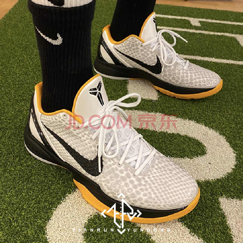 nike kobe 6 protro 科比6代 季后赛 黑白黄 低帮篮球鞋 cw2190-100