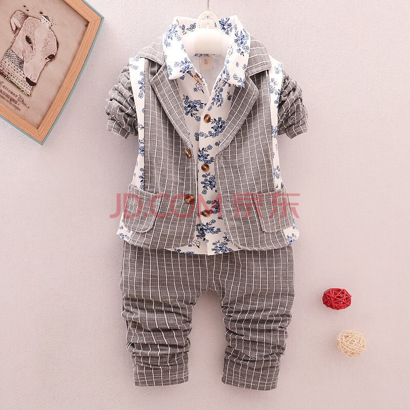 迪士尼同款新品1-5岁儿童春秋装2男宝宝西服套装3-5岁小童帅气马甲三
