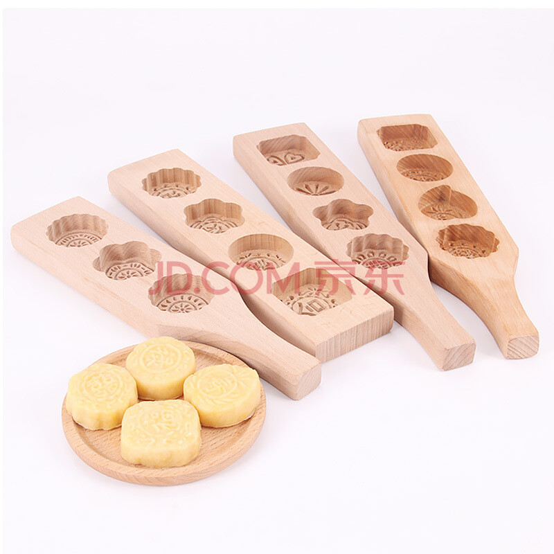 木质月饼模具家用自制绿豆糕工具diy花型南瓜饼模具现货 合家欢乐月饼