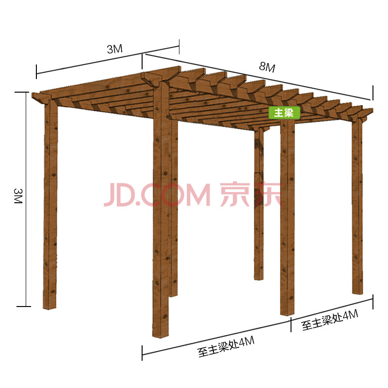 防腐木葡萄架户外庭院简易小木屋别墅休闲凉亭子室外花园实木长廊 长8