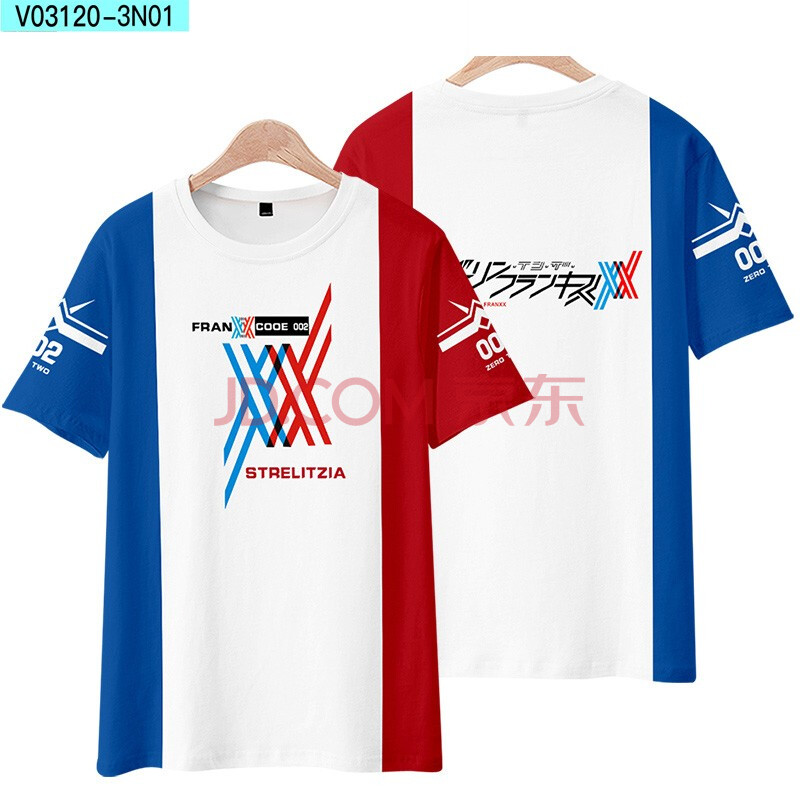 冉莱 国家队02周边动漫短袖t恤darling in the franxx拼色二次元上